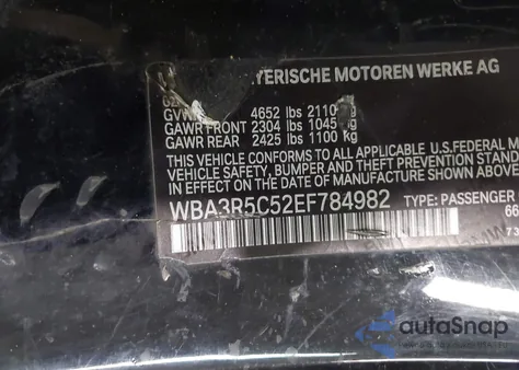 2014 BMW 435I xDrive z USA, uszkodzony, nr VIN WBA3R5C52EF784982